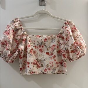 Altar’d State Floral Puff Sleeve Crop Top – Size S